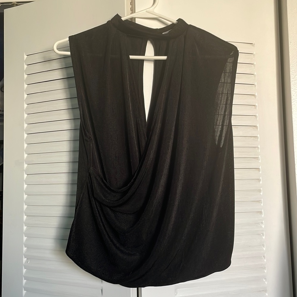 Zara black party top, neck tie, open back